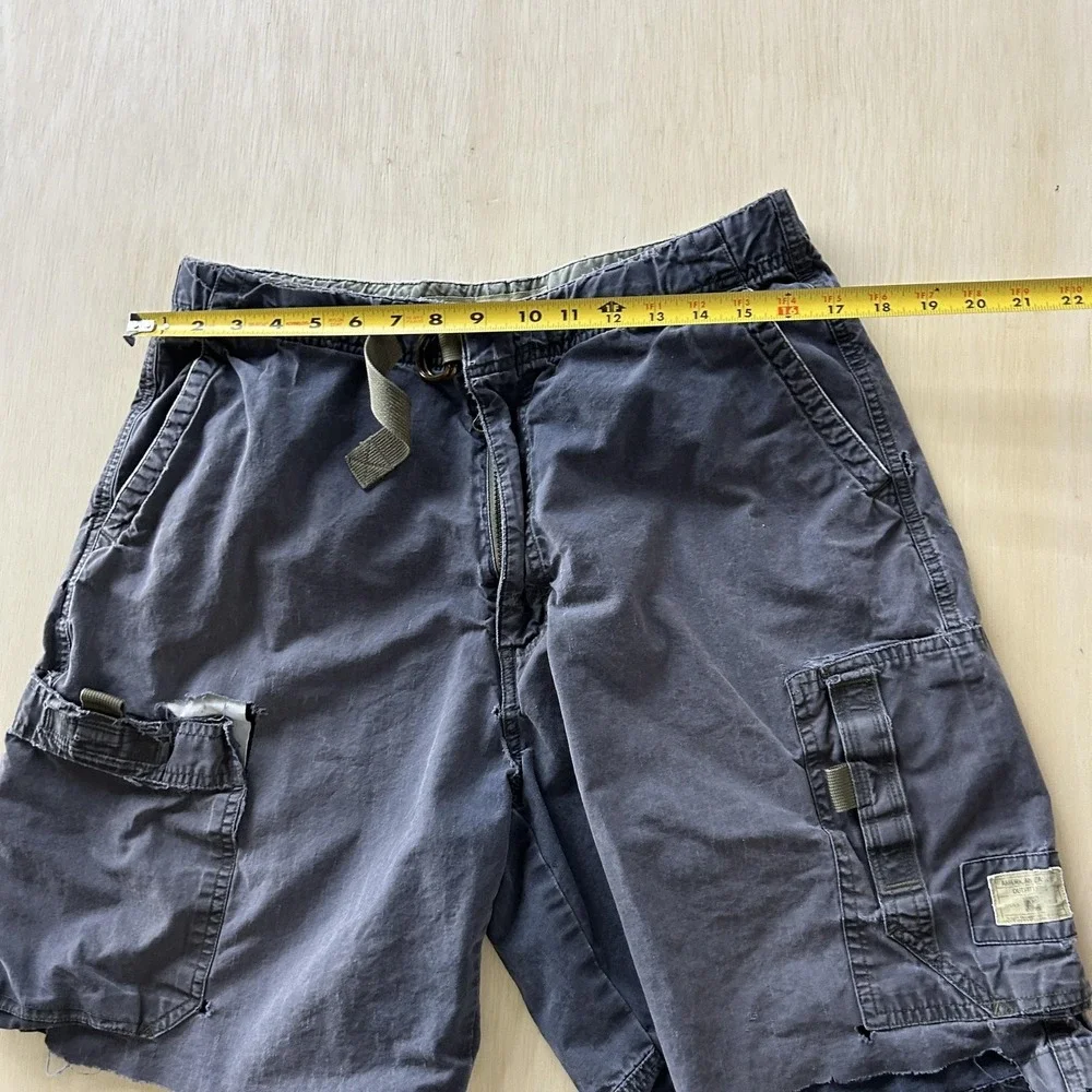 Vintage Y2K American Eagle Cargo Shorts Mens 33 Blue‎ Canvas Distressed